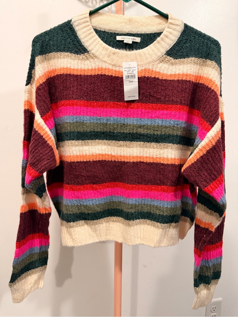 American Eagle Outfitters Multicolor Striped Crewneck Sweater